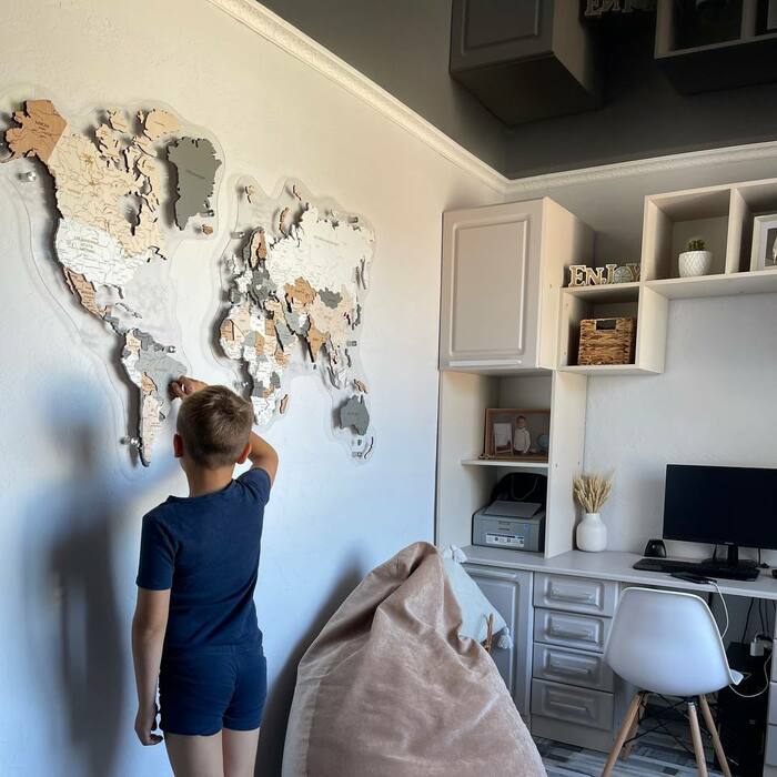 Карта мира, многоуровневая 3D "Agat", на заказ